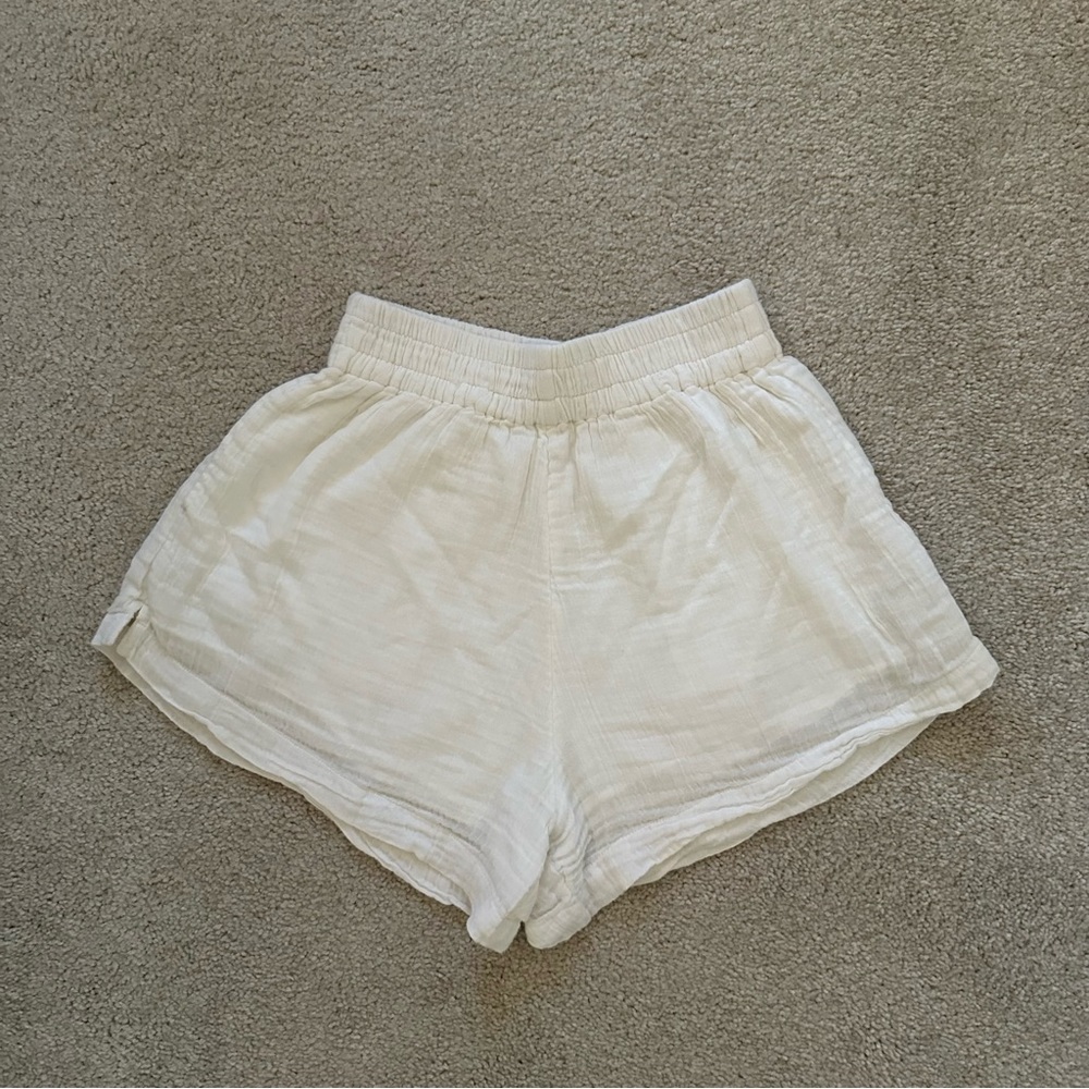 ABERCROMBIE Linen-Blend White High-Waisted Shorts